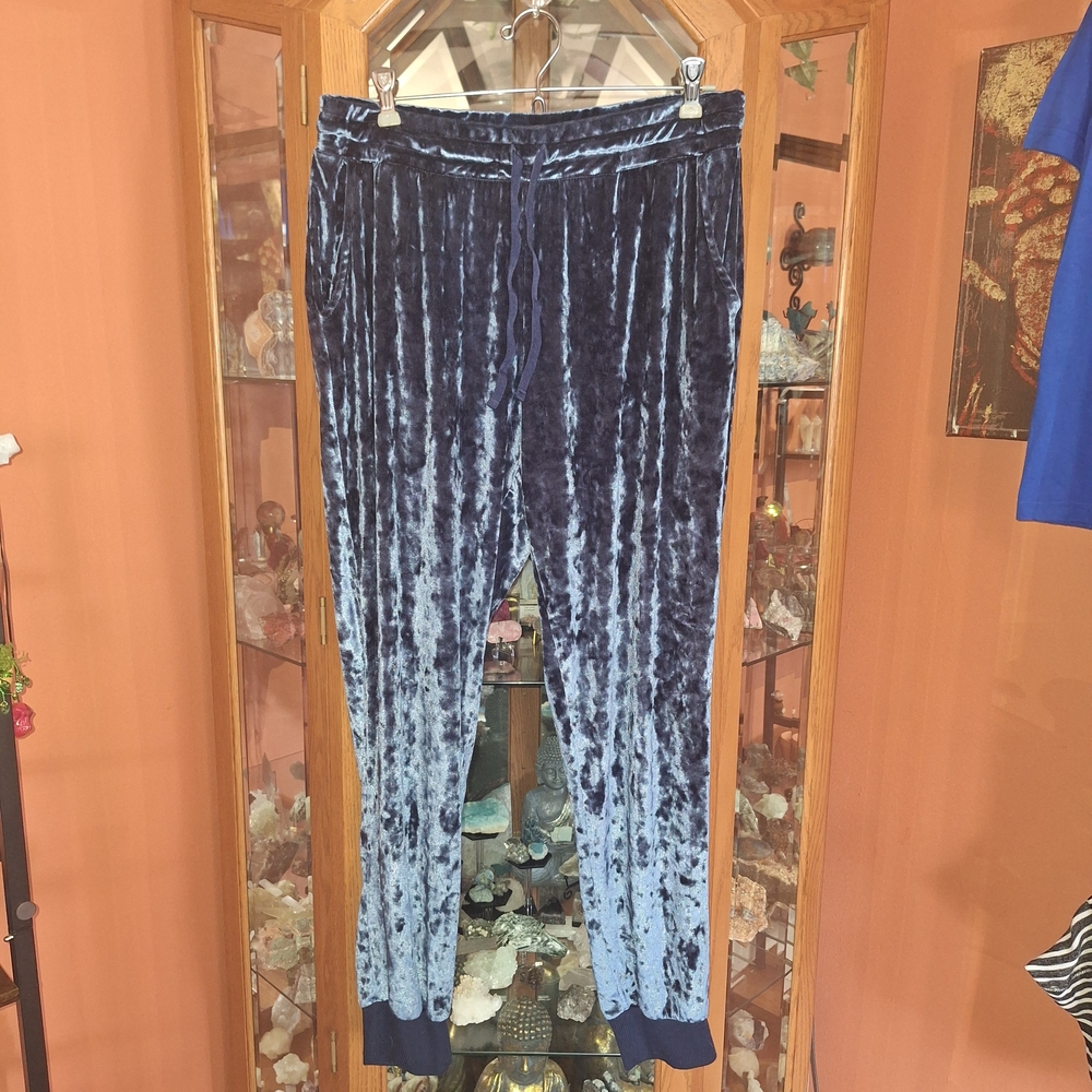 No Boundaries Velvet Jogger Pajama Pants - Navy Blue
